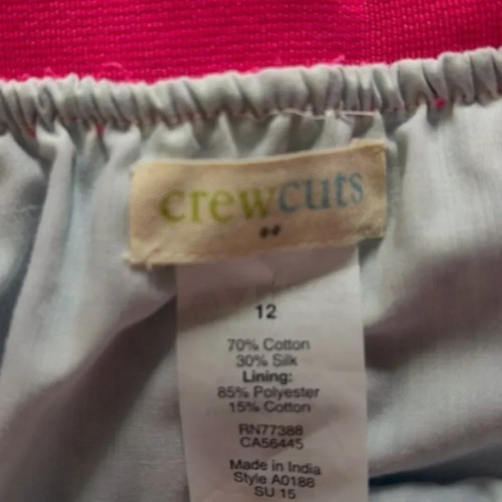 Crewcuts J.Crew Kids Girl Skirt Mini Blue Pull On Silk Blend Pocket Neon Pink 12